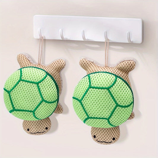 1 Pack Double-Sided Turtle Bath Ball Cute Shower Ball Light Beige Cleaning Body Exfoliating Bath Ball Reusable Bathing Tool Bathroom Accessories