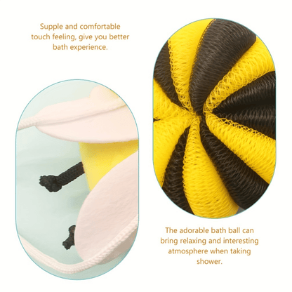 Cartoon Bee Bath Sponge Shower Sponge Balls for Exfoliating