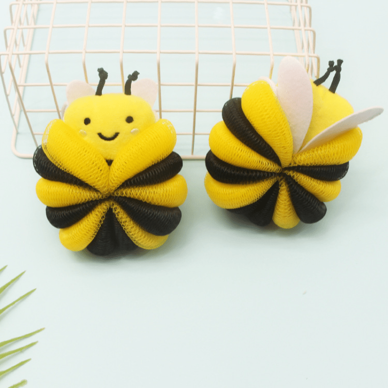 Cartoon Bee Bath Sponge Shower Sponge Balls for Exfoliating