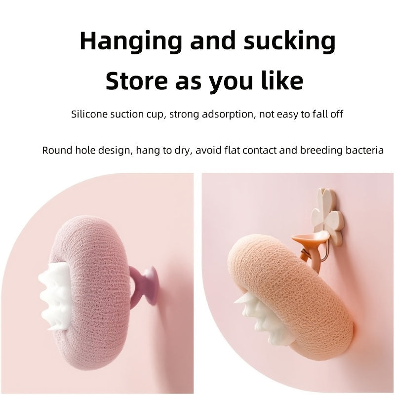 Super Soft Sunflower Suction Cup Bath Ball, 2024 New 2-in-1 Sunflower Bath Ball, Exfoliating Bath Sponge Cleaning Brush With Suction Cup Shower Sponges For Women Men